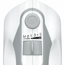 Bosch MFQ36440 Batidora de Mano 450W, 5 velocidades, 2 batidores y 2 ganchos amasadores acero inoxidable, bol graduado con tapa, Blanco/Gris