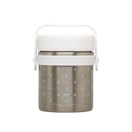 KioKids Termo de Alimentos Sólidos y Papillas Doble Recipiente 300ml+400ml Acero Inoxidable 304 Frío 24h Calor 12h Blanco