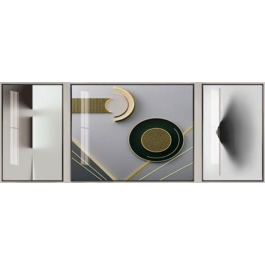 Cuadro Moderno DKD Home Decor Gris Negro 3 x 80 x 240 cm Set de 3