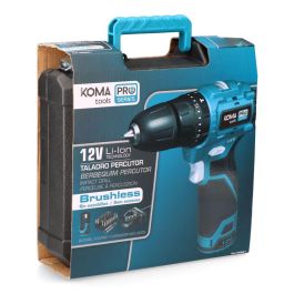 Koma Tools Kit Taladro Percutor Brushless 12V, Modelo 12V-TPB-K, con Batería 2.0Ah, Cargador y Maletín de Accesorios (Puntas, Portapuntas Imantado)