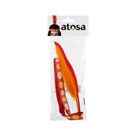 Turbante Plumas Indio para Disfraz Tribal - Cinta con Plumas Bicolor Rojo y Amarillo para Adulto