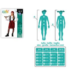 Disfraz Pirata para Niña Rojo y Negro, Ideal para Carnaval y Fiestas de Disfraces, Talla 5-6 Años, con Vestido y Gorro