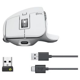 Logitech MX Master 3S Ratón Inalámbrico Bluetooth Láser 8000 DPI Mano Derecha Color Gris Pale Grey para Oficina