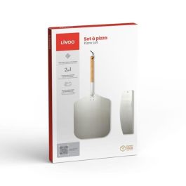 LIVOO MES149 - Juego de Pizza con Pala de Aluminio, Mango de Madera de Haya y Cuchillo de Pizza de Acero Inoxidable