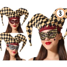 Antifaz Máscara Veneciana Damero 3 Posibilidades - Diseño llamativo con gorro y cascabeles Precio: 1.49999949. SKU: S1128503