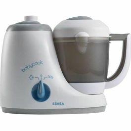 Beaba Procesador de Comida para Bebés Babycook Original 4 en 1: Vapor, Mezcla, Descongela, Recalienta, Vapor Rápido 15 Min - Gris/Azul