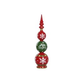 DKD Home Decor Figura Navidad Tradicional con LED integrado de Resina Rojo Verde, 30x30x109 cm (funciona con 3 pilas AA)