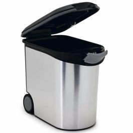 Curver Recipiente Comida Seca Mascotas 12 kg Hermético, Polipropileno de Alta Calidad, Diseño Metálico Blanco
