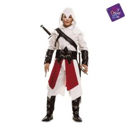Disfraz asesino blanco 5-6(capucha,camisa,pantalón,faldón,bandolera,cinturón,brazalete y espinillera Disfraz asesino blanco 5-6(capucha,camisa,pantalón,faldón,bandolera,cinturón,brazalete y espinillera