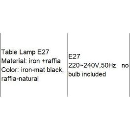 DKD Home Decor Lámpara Sobremesa Colonial Marrón Negro Metal y Rafia 30 x 51 x 30 cm (2 Unidades)
