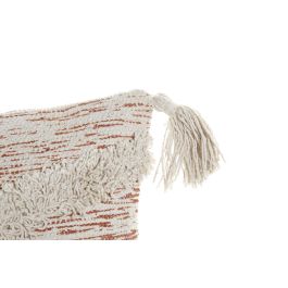 DKD Home Decor Cojín Decorativo Urban para Sofá o Cama de Poliéster Naranja y Beige con Diseño de Flecos y Cremallera 60x30x10 cm