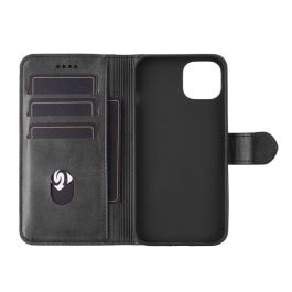 eSTUFF Funda Billetera PU WALES para iPhone 12, Negra con Ranuras para Tarjetas y Soporte