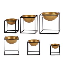 Set 3 Cuencos con Soporte Cuadrado Giftdecor - Metal, Negro/Oro - 23x24x23 cm Precio: 28.9500002. SKU: S3609580
