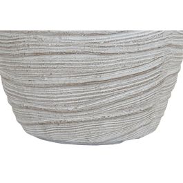 DKD Home Decor Maceta para Terraza y Jardín de Magnesia y Fibra de Vidrio Beige, 45x45x43.5 cm, Set de 3, Ligera y Resistente UV