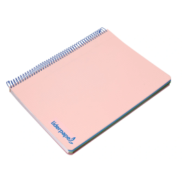 Liderpapel Cuaderno espiral A4 Micro Wonder, tapa plástico, 120 hojas, 90gr, cuadro 5mm, 5 bandas, 4 taladros, color rosa