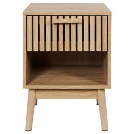 Klaus Mesita De Noche Con Cajón, Madera Natural, 40x35x55 cm - Home Deco Factory