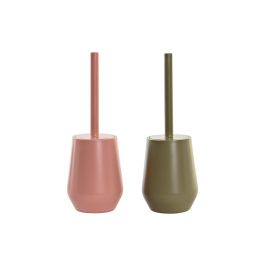 DKD Home Decor Escobillero Basicos para Baño, Ps Mate, 12x12x34.5 cm - Pack de 2 Unidades, Colores Surtidos Melocotón y Verde