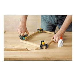 Wolfcraft Sargento para esquinas 3051000 para fijar tablas en ángulo de 90°, hasta 22 mm, fijación monomanual