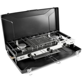 Kampa KAM5056446106504 Estufa de Gas Fornello 2 Fuegos y 1 Parrilla Negro