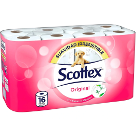 Scottex Papel Higiénico Doble Capa Pack 16 Rollos - Suavidad y Resistencia para Cuidado Completo