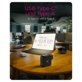 ICY BOX IB-PS1040-PD Cargador GaN 100W con 4 Puertos y Power Delivery 3.0 Negro