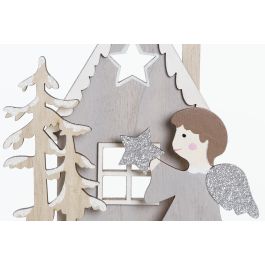 DKD Home Decor Decoración Navidad Tradicional: Pack 12 Ángeles de Madera Rojo y Gris, 20x15x4 cm (Unidades Surtidas)