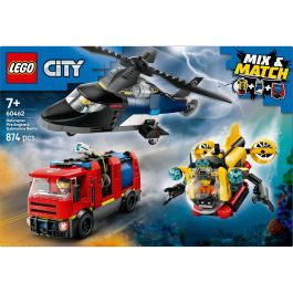 LEGO 60462 City Set de Construcción: Helicóptero, Camión de Bomberos y Submarino Modular - Juguete Infantil 7+ Años