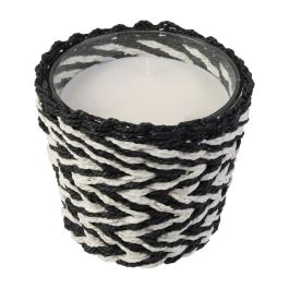 Home Deco Factory Vela Mirage con Vaso Trenzado y Aroma Ámbar, 3 Mechas, ø15x13.5 cm