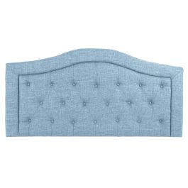 DKD Home Decor Cabecero Cama Tradicional Capitoné de Poliéster y Madera Azul Celeste 145 cm
