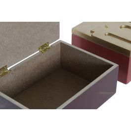DKD Home Decor Caja Cozy boho 22 Marron Oscuro Terracota 12 x 6.5 x 17 cm (4 Unidades)