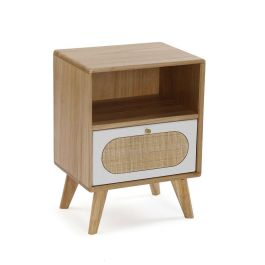 Versa Cómoda 1 Cajón Vega 30x54x40 cm Madera Paulownia y Rattan