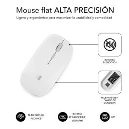 SUBBLIM Raton Dual Flat Mouse White Rechargeable