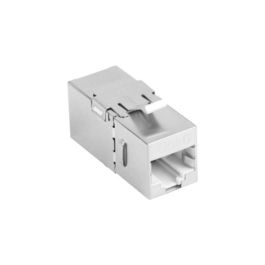 Lanberg Adaptador de Red RJ45 Cat6 F/UTP Hembra-Hembra, Acoplador Blindado de Acero Inoxidable, Conector Ethernet Plano