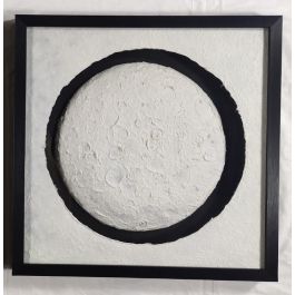 DKD Home Decor Cuadro Loft LED Luna Blanco Negro 4.5 x 60 x 60 cm (Cristal, Papel mache, PS) (2 Unidades)