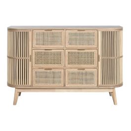 DKD Home Decor Cajonera Scandi 6 Cajones y 2 Puertas Abeto Ratán Natural Dorado 120 cm Ancho x 40 cm Fondo x 80 cm Alto DKD Home Decor Cajonera Scandi 6 Cajones y 2 Puertas Abeto Ratán Natural Dorado 120 cm Ancho x 40 cm Fondo x 80 cm Alto