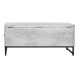 Baúl DKD Home Decor Cerámica Gris Blanco Madera de mango (116 x 40 x 50 cm)