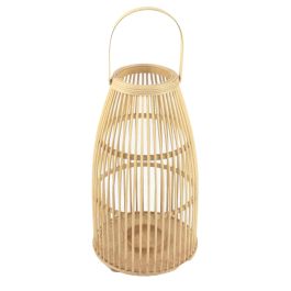 DKD Home Decor Portavela Urban Marrón para Decoración, de Bambú y Cristal, 56 cm Alto x 25 cm Ancho x 25 cm Fondo