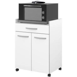 HARMONY Carrito de Cocina Blanco Mate L 60cm x 44.5cm x 81.5cm con Cajón y Puertas