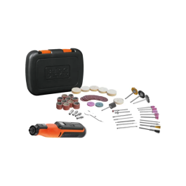 Black+Decker Multi-herramienta Rotativa BCRT8IK-XJ 7.2V Inalámbrica con 53 Accesorios y Velocidad Variable