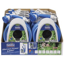 Aqua Control Carrito Portamanguera Especial Terrazas 10m PVC con Pistola 7 Formas Riego, 2 Conectores y Adaptador