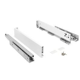 Herrajes Alk Cajón Qube Extracción Total Blanco H90 350mm, con Guías Invisibles y Cierre Amortiguado, Laterales Finos 13mm