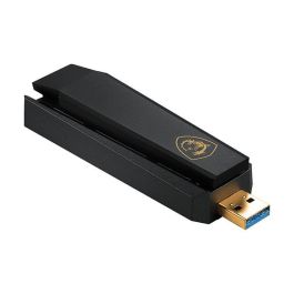 MSI Adaptador Wifi 6E GUAXE54 AXE5400 USB 3.2 Gen 1, WiFi 6E (802.11ax), 2.4GHz AX hasta 574 Mbps, 5GHz AX hasta 2402 Mbps, 6GHz AX hasta 2402 Mbps