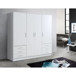 Armario JUPITER 4 puertas 6 cajones - Blanco mate - L 206,5 x P 60 x H 200 cm Armario JUPITER 4 puertas 6 cajones - Blanco mate - L 206,5 x P 60 x H 200 cm