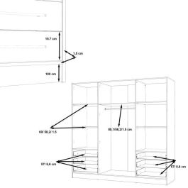 Armario JUPITER 4 puertas 6 cajones - Blanco mate - L 206,5 x P 60 x H 200 cm Armario JUPITER 4 puertas 6 cajones - Blanco mate - L 206,5 x P 60 x H 200 cm