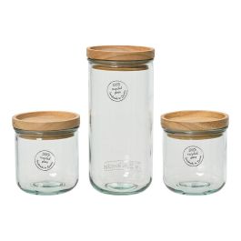 Set 3 Tarros Almacenamiento Cristal Reciclado Tapa Madera 869702 Transparente Varias Medidas Precio: 26.68999971. SKU: B1GHAANBBZ