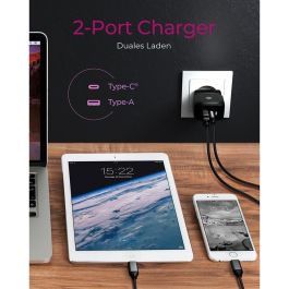 ICY BOX Charger 38W 2-Port USB-A 18W/USB-C 30W Negro