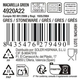 Fuente Oval Macarella Green 33x14.8x2.7 cm - Inde (12 Unidades) Fuente Oval Macarella Green 33x14.8x2.7 cm - Inde (12 Unidades)