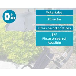 KioKids Sombrilla Universal para Carrito de Bebé Negra con Protección UV y Bolsa de Almacenamiento