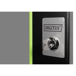 Digitus DN-19 07-U Puerta frontal de cristal para armario mural 7U de 19", Vidrio/Metal, Negro con cierre