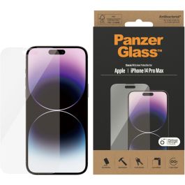PanzerGlass Protector de Pantalla para iPhone 14 Pro Max | Vidrio Templado Anti-rayones, Golpes y Antibacteriano | Transparente